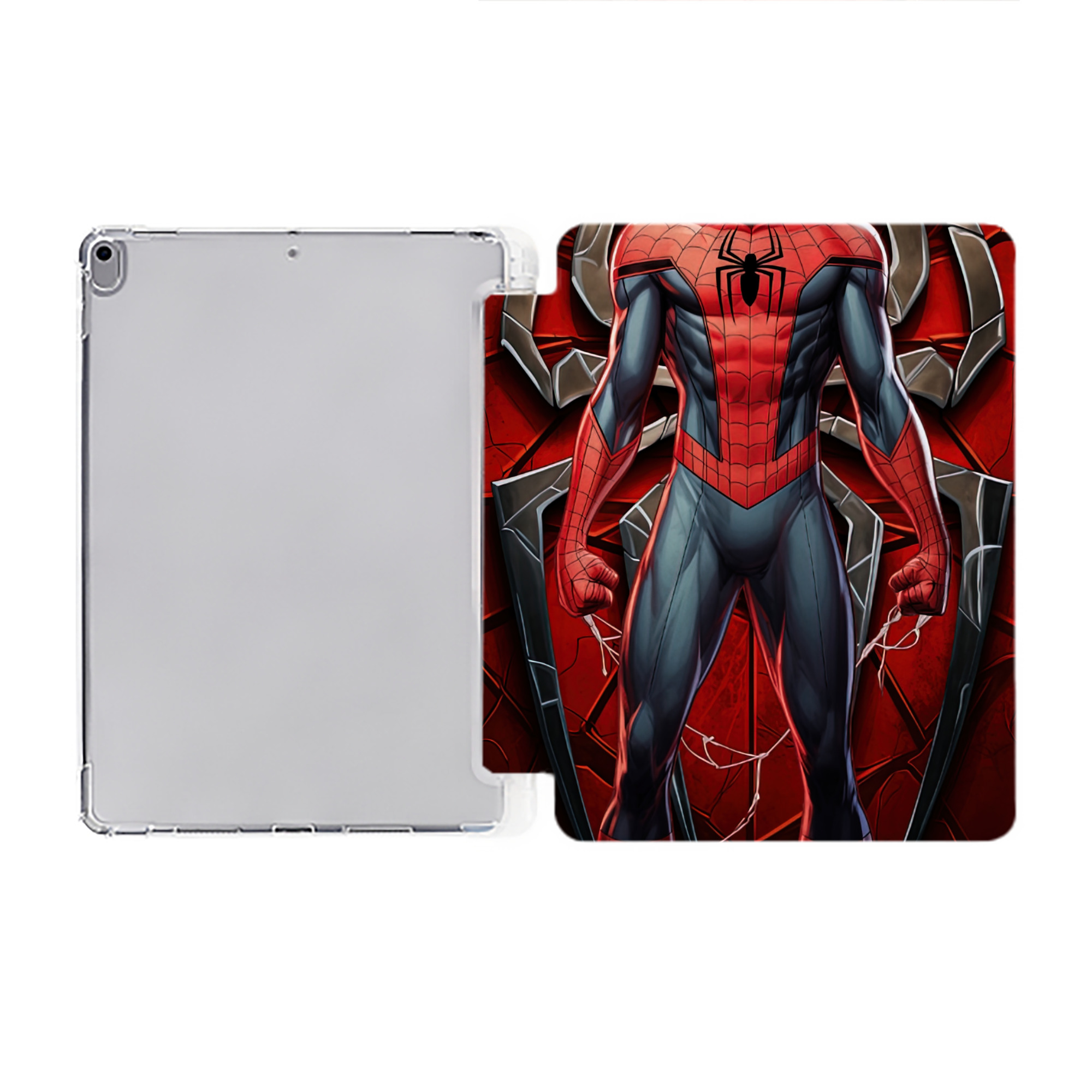 （画像用） Spider Man スパイダーマン IPad ケース ペン収納付き 三つ折りスタンド PUレザー×シリコン 対応機種9.5/10.5/10.9インチ